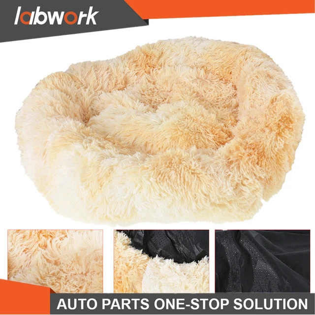 Labwork Donut Plush Pet Dog Cat Bed Fluffy Soft Warm Bed Kennel Nest Yellow 4