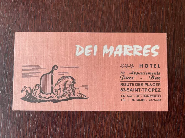 vintage carte commerciale années 70 hotel Dei Marres Saint Tropez/Ramatuelle