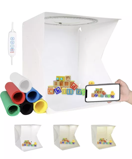 12” LED Photo Studio Light Box Portable Folding Photography Tent Kit 6 Colors