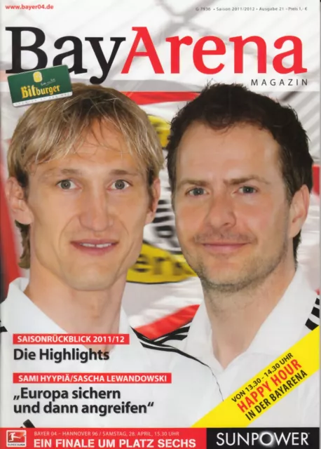 Programmheft Saison 2011/2012 28.04.2012: Bayer Leverkusen-Hannover 96