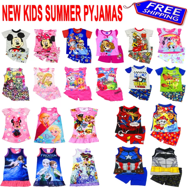 NEW Sz 2~16 KIDS SUMMER PYJAMAS BOYS OUTFITS TEES PJS SLEEPWEAR NIGHTIE TSHIRT