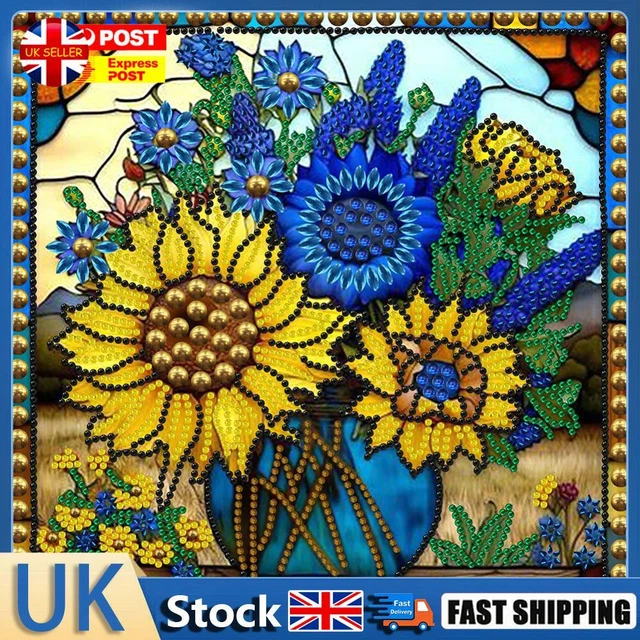 5D DIY Partial Special Shape Drill Diamond Painting Flower Stain GlassKit30x30cm