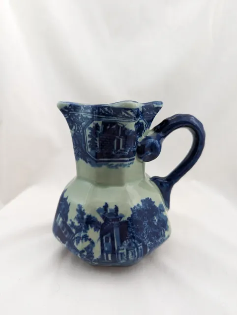 Pitcher Jug Flow Blue Ironstone Vintage Octagonal Shape