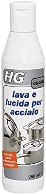 HG - Lava Et Brillante pour Acier - Détergent pour Étages Cuisson, 250ml