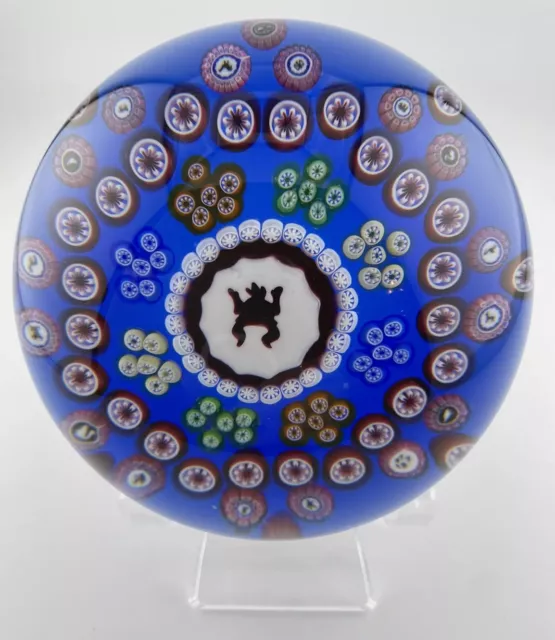 Baccarat Magnum Dancing Devil Millefiori/Gridels Blue Art Glass Paperweight  ‘77