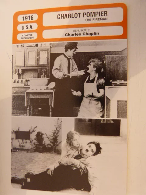 FICHE CINEMA, CHARLOT POMPIER, CHARLES CHAPLIN , 1916,C.chaplin, E.purviance