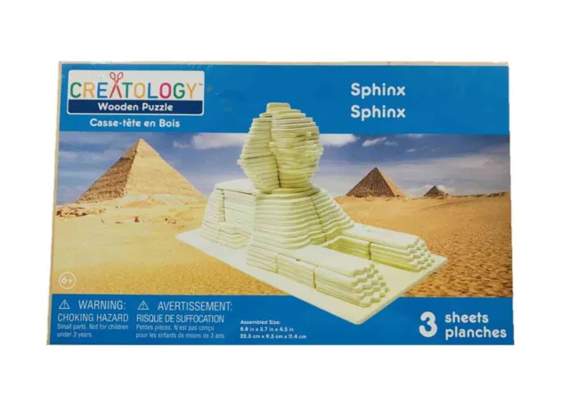 Creatology 3D Wooden Puzzle ~ Sphinx (3 Sheets; 8.8" x 3.7" x 4.5")