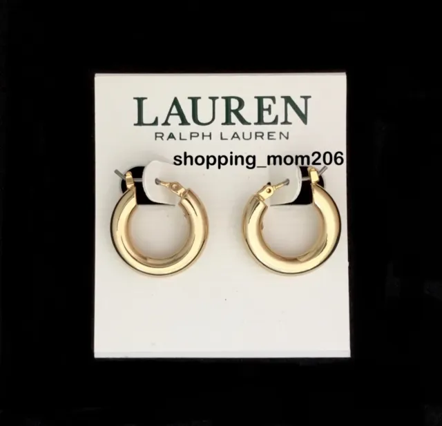 Lauren Ralph Lauren Gold Tone Small Thick Hoop Earrings