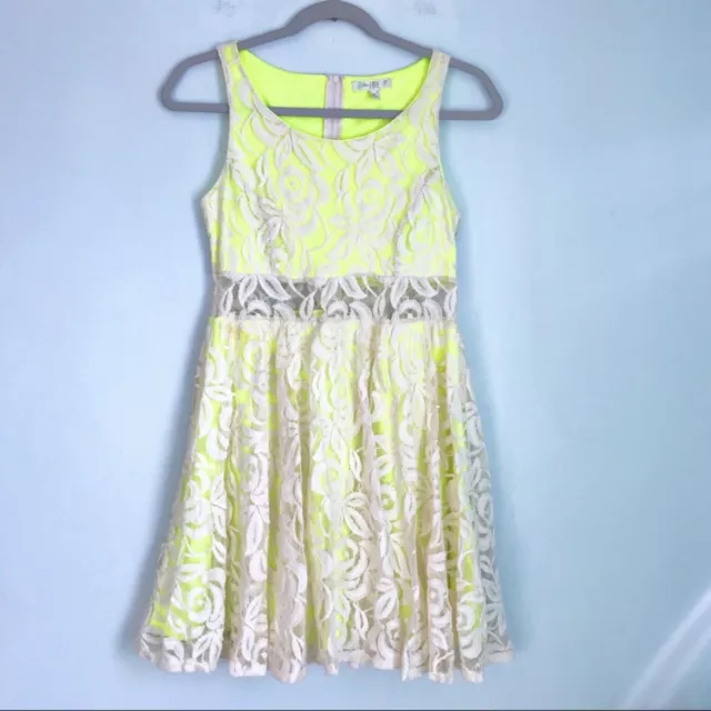 Love Fire Lace Cutout Neon Tank Dress Juniors Small