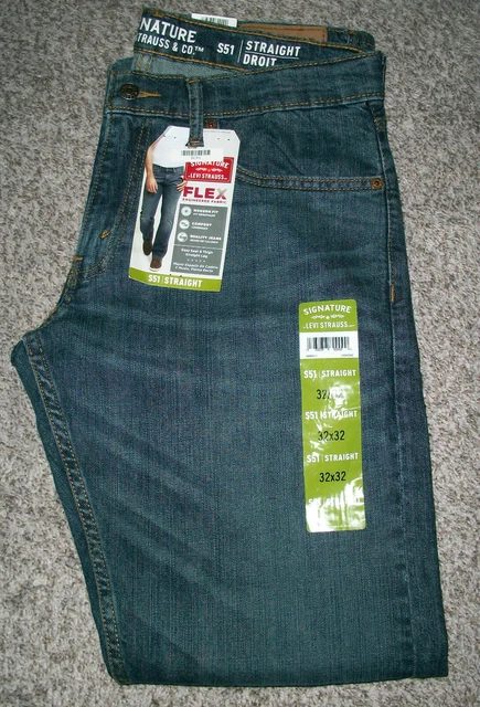 LEVI'S STRAUSS SIGNATURE S51 Straight Flex Fit Blue Denim Jeans NWT 32x32  $60 $ - PicClick