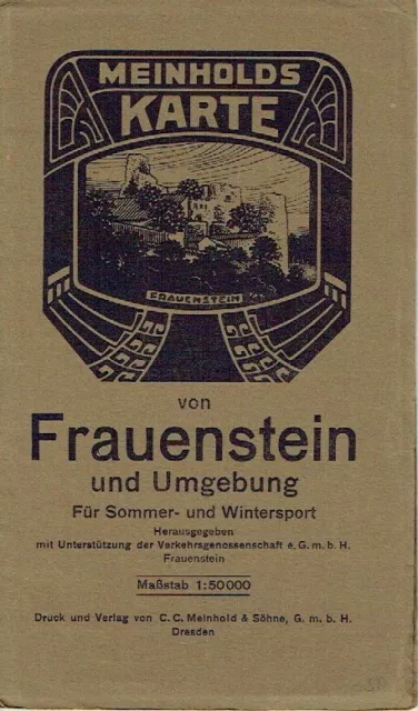 Meinholds Karte von Frauenstein und Umgebung Sachsen Osterzgebirge um 1930