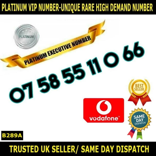 PLATINUM Number Vodafone VIP Rare UK SIM-07 58 55 11 0 66-Easy to Memorise-B289A