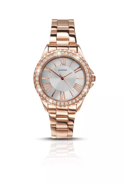 Sekonda Ladies Watch Rose Gold Strap and Silver Dial 2358