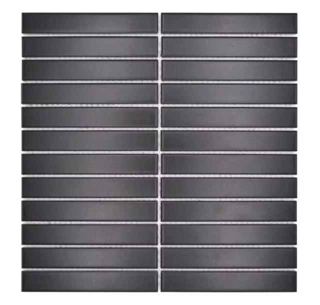 Mosaïque Noir Stäbchenoptik Céramique Mat Rectangle Sol Mur Cuisine Wc WB24-S60