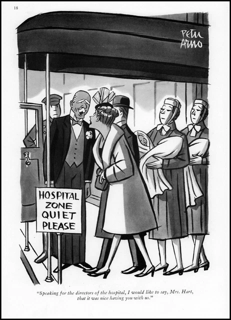1940 Peter Arno comic art Mrs Hart Hospital Zone babies vintage print ads71