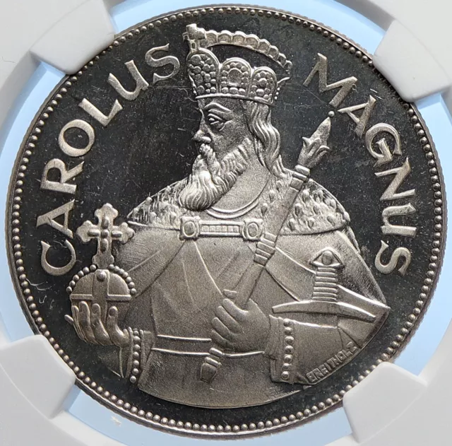 1960 ANDORRA Carolus Magnus CHARLEMAGNE Proof Silver 50 Diners Coin NGC i106400