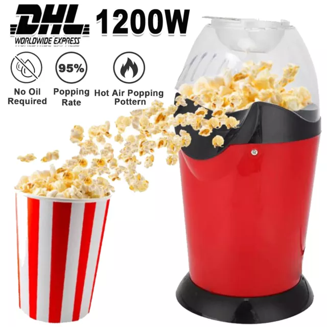 Popcornmaschine Popcorn Maker 1200W Heißluft Popcorn/Mais Gerät ohne Fett/Öl