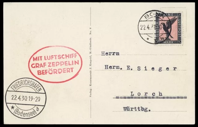 1930, Zeppelin,Zeppelinpost LZ 127,Deutschlandfahrten 1930, Si ... - 1728365