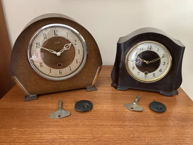 Two Vintage Smiths Enfield Clocks Timepiece Only - Spares/Repairs