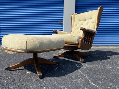 HEYWOOD WAKEFIELD MID Century Modern Wood Framed Swivel Rocking Chair
