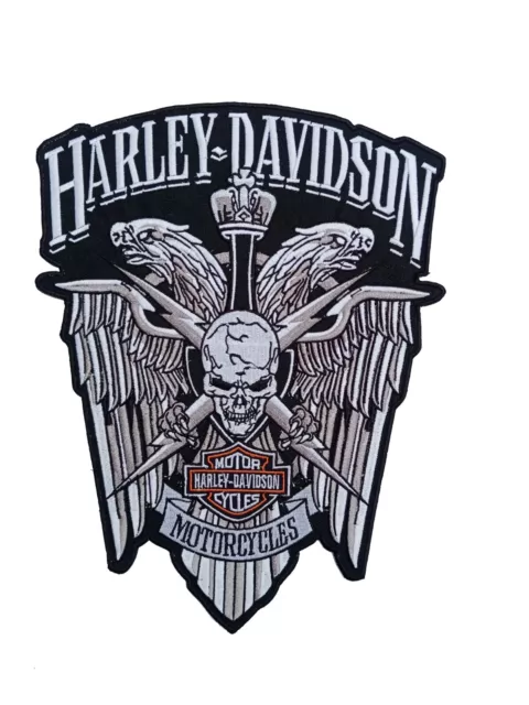 HARLEY DAVIDSON MOTOR CYCLE GRAY ORANGE WING PATCH