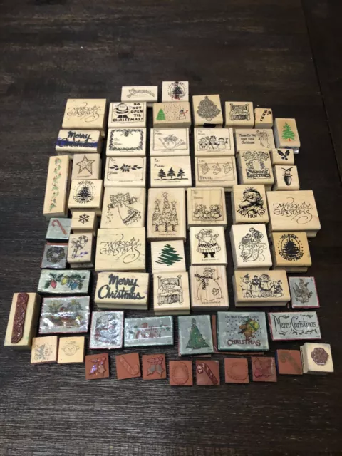 Lot of 61 Rubber Stampede, Stampin’ Up!Holiday Christmas Wood Rubber Stamps