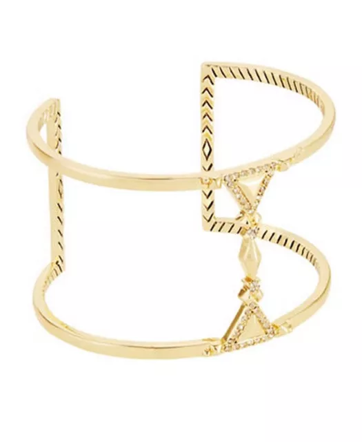 NEW House of Harlow 1960 Nicole Richie Gold Tres Tri CutOut Cuff Bracelet Bangle