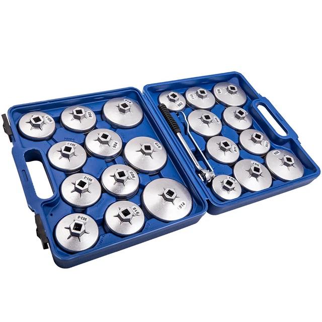 23PCS OIL FILTER Ratchet Wrench Socket Removal Remover Cup Cap Tool