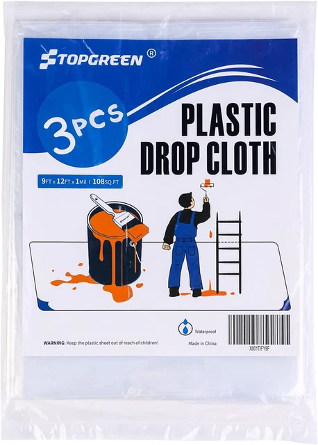 Allnew Painters Plastic Drop Cloth 9 Feet by 12 Feet Plastic Painting Tarp Wate