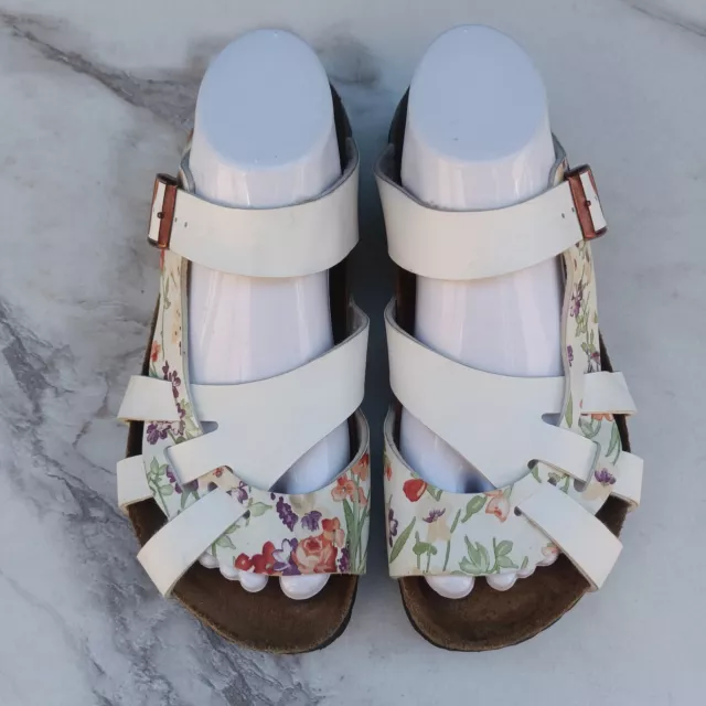 Birkenstock Papillio Pisa White Floral Sandals Women's Size 8