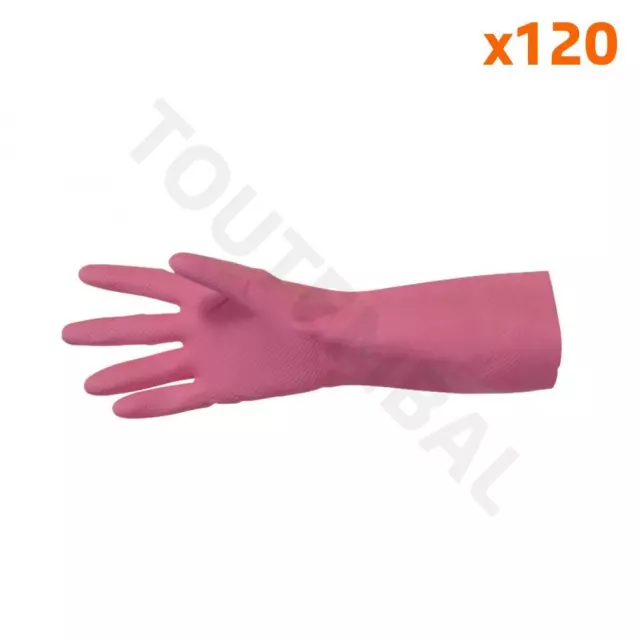 Grands gants de nettoyage et de ménage en latex rose TAILLE XL (par 120)
