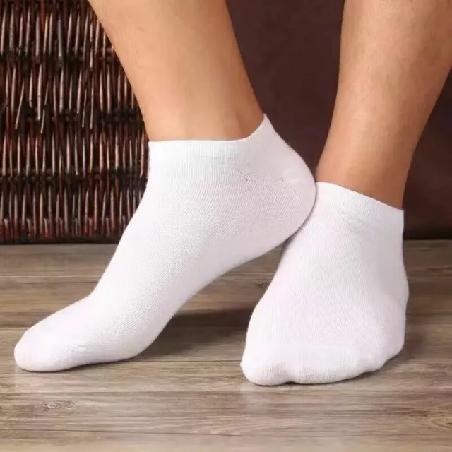 5 Pairs Mens Womens Socks Full Black Cotton Ankle Work Socks One Size White