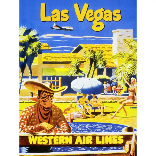 Advert Travel Plan Air Lines Western Las Vegas Pool 30X40 Cms Fine Art Print Art