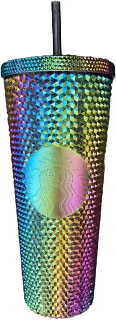 Starbucks Fall 2023 Oil Slick Rainbow Studded Cold Cup Tumbler - 24oz - NWT