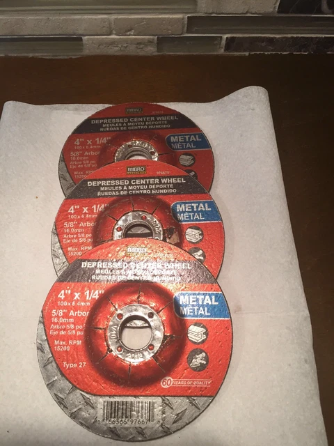 Set Of 3 Mibro 4”x1/4”x5/8” Cut-Off Grinding Wheel Metal 976670