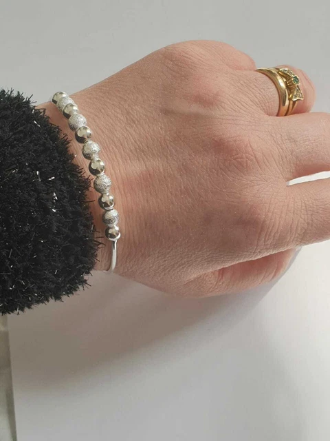Bracciale Da Donna In Argento 925 Sfere Perle Palline Charms Braccialetto Regalo