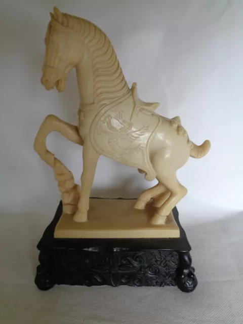 Vintage Japanese Chinese Oriental Resin Figurine of a Horse on a stand