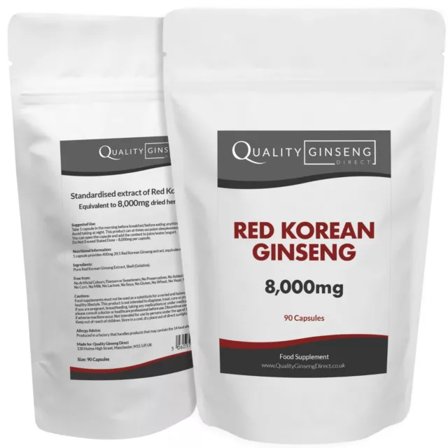 Red Korean Ginseng - 8,000mg Capsules - Powerful Formula - Best Quality on Ebay!