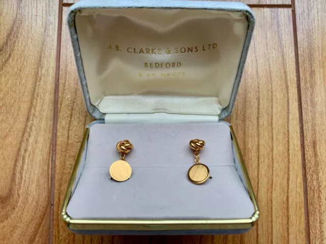 Vintage German-Made Gold-Plated "Brushed Circle-Shaped" Ball & Chain Cufflinks