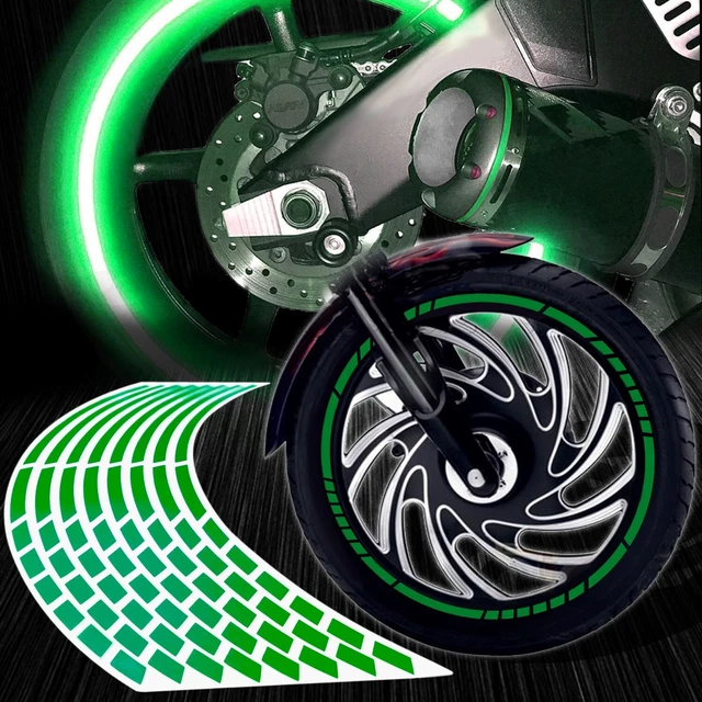 16/17/18" Reflective Rims Tape/Wheel Rim Decal Pattern Strips Sticker Set Green