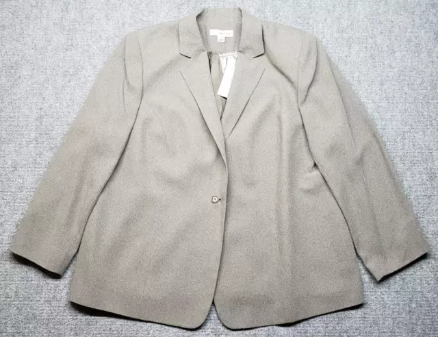 August Max Blazer Womens Size 22W Gray Single Breasted Shoulder Pads New