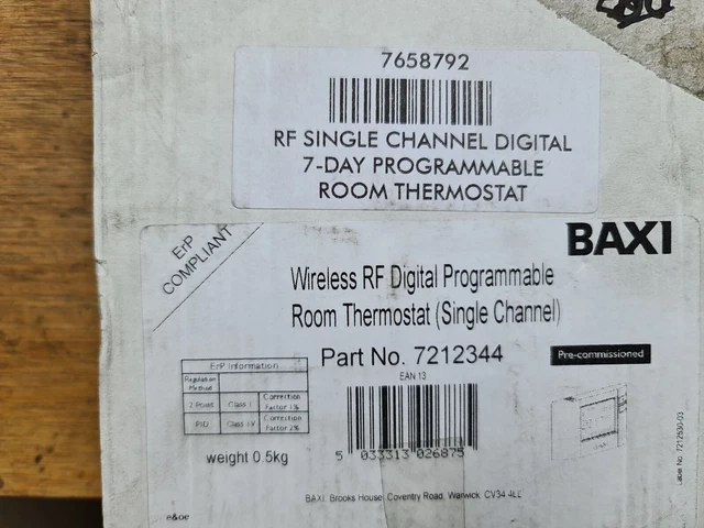 BAXI WIRELESS 7 Day Programmable Room Thermostat 720030501 £34.99 -  PicClick UK