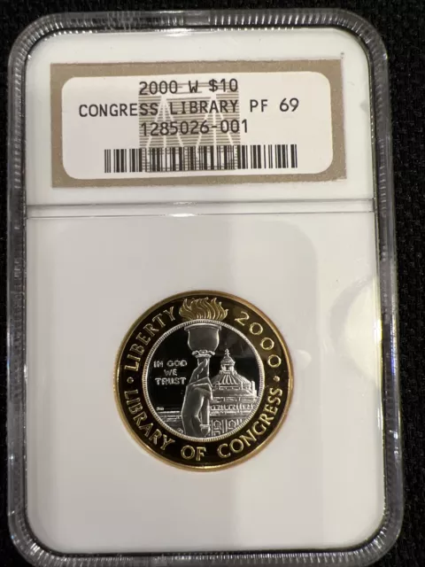 2000-W Gold/Platinum $10 Commem Library of Congress PF-69 NGC