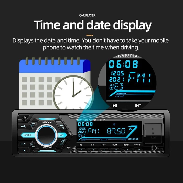 voiture Unité de tête audio dans le tableau de bord Bluetooth Radio de voiture