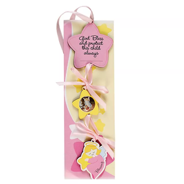 Bois Bébé Médaillon Ange Gardien Bénédiction / Prière Porte Cintre - Bébé Fille