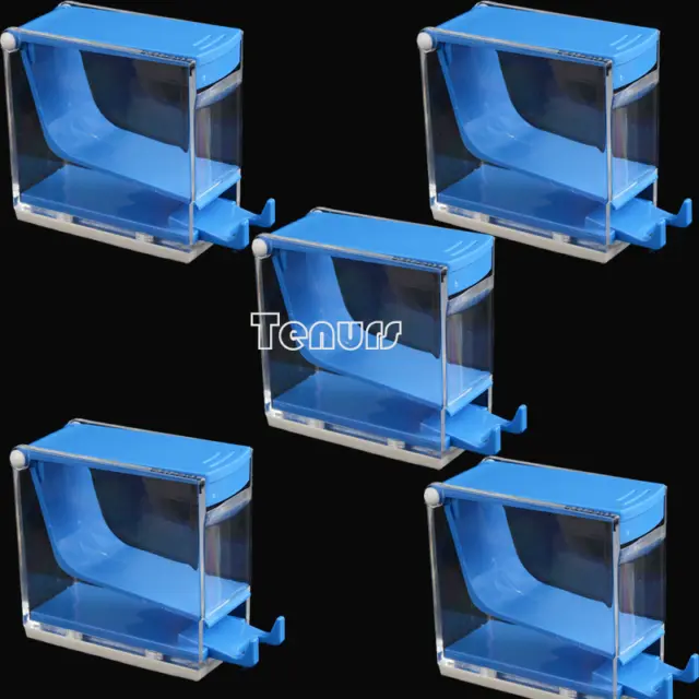 5pc Dental Dentist Cotton Roll Dispenser Holder Press Type blue Color