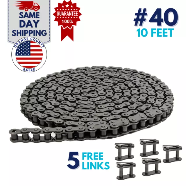 #40 Roller Chain 10 Feet with 5 Connecting Link