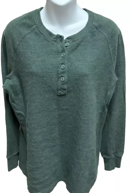 Duluth Trading Co Long Sleeve Henley Shirt Size Medium Womens Green Pullover Top