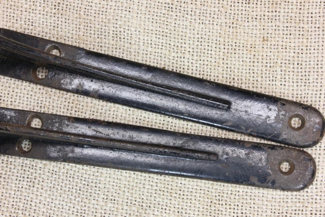 2 Old Shelf Supports Brackets 5 X 6” Rustic Black Paint Cast Iron Vintage 1800’s 3