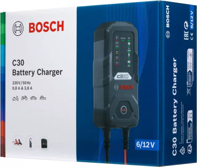 Bosch C30 3.8 Amp Car Battery Charger with Trickle Function-for 6V/12V Lead Acid 2